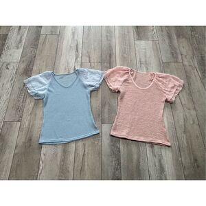 SHEIN pink and blue waffle blouse bundle size S